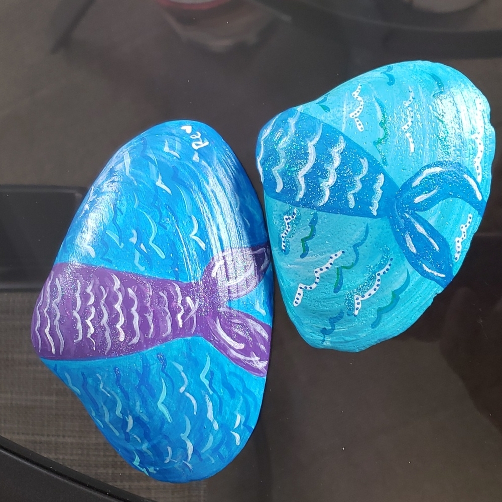 Hand painted Jersey Shore Mermaid  Seashell's 💙